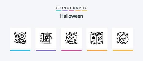 pack d'icônes halloween ligne 5 comprenant halloween. maison hantée. loup. hanté. effrayant. conception d'icônes créatives vecteur