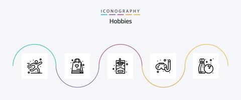 passe-temps ligne 5 pack d'icônes comprenant. loisirs. fumée. bowling. loisirs vecteur