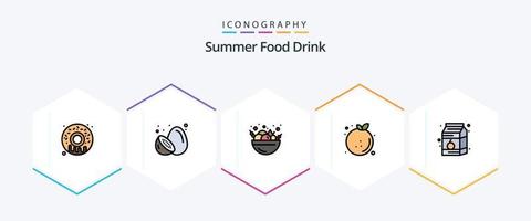 boisson de nourriture d'été 25 pack d'icônes fillline comprenant une boisson. orange. nourriture. fruit. régime vecteur