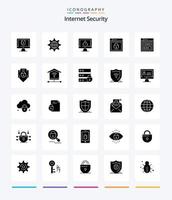 pack d'icônes noires unies de 25 glyphes de sécurité Internet créative, telles que. bouclier. ordinateur. mot de passe. sécurité vecteur