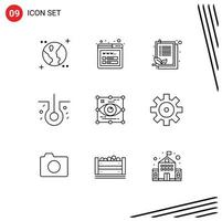9 contours vectoriels thématiques et symboles modifiables de la conception de la liste des yeux vecteur