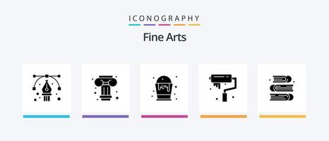 pack d'icônes glyphe 5 beaux-arts comprenant de la peinture. art. couleur. rouleau. arts. conception d'icônes créatives vecteur