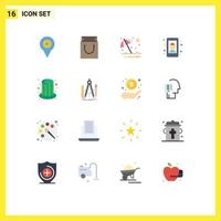 groupe de 16 signes et symboles de couleurs plates pour l'immobilier vente aux enchères parapluie pack modifiable d'éléments de conception de vecteur créatif