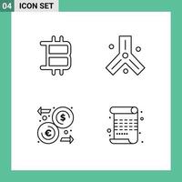 pack de 4 signes et symboles de couleurs plates modernes pour les supports d'impression Web tels que l'argent bitcoin biologie science poème éléments de conception vectoriels modifiables vecteur