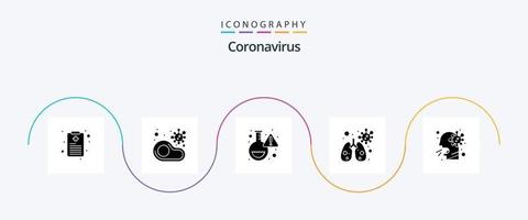 pack d'icônes de glyphe de coronavirus 5, y compris les soins de santé. ballon. virus. anatomie vecteur