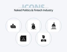 politique nue et glyphe de l'industrie fintech pack d'icônes 5 conception d'icônes. matriochka. fraude. chef. argent. élection vecteur