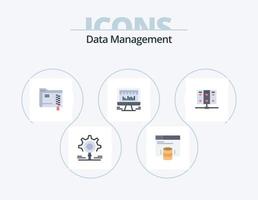 pack d'icônes plates de gestion de données 5 conception d'icônes. unité centrale. graphique. données. battre. ordinateur vecteur