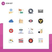 ensemble de 16 symboles d'icônes d'interface utilisateur modernes signes pour le partage de sécurité cloud alerte mail pack modifiable d'éléments de conception de vecteur créatif