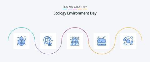 pack d'icônes bleu écologie 5, y compris l'énergie. éco. monde. énergie. solaire vecteur