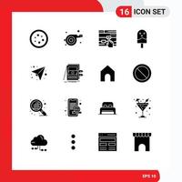 ensemble de 16 symboles d'icônes d'interface utilisateur modernes signes pour la cuisine en papier cliquez sur la nourriture et les éléments de conception vectoriels modifiables vecteur