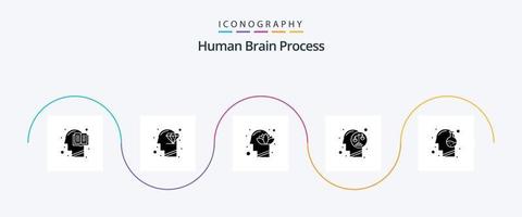 pack d'icônes de glyphe de processus de cerveau humain 5, y compris humain. décision. la perfection. équilibre. lotus vecteur
