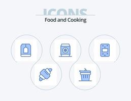 pack d'icônes bleues alimentaires 5 conception d'icônes. nourriture. doux. sac. nourriture. thé vecteur