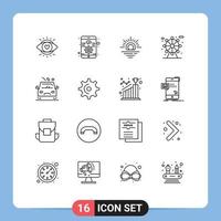 16 contours universels définis pour les applications web et mobiles route danger soleil voiture vie éléments de conception vectoriels modifiables vecteur