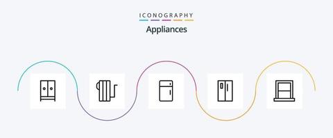 pack d'icônes de la ligne 5 d'appareils électroménagers, y compris le réfrigérateur. par. chauffage. appareils électroménagers. maison vecteur