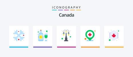 pack d'icônes canada flat 5 comprenant un cercle. carte. éclairage. emplacement. Canada. conception d'icônes créatives vecteur