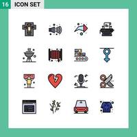 16 icônes créatives signes et symboles modernes de plat barbecue flèche machine à écrire marketing éléments de conception vectoriels créatifs modifiables vecteur