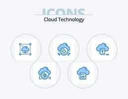 pack d'icônes bleues de la technologie cloud 5 conception d'icônes. nouveau. nuage. nuage. réseau. données vecteur