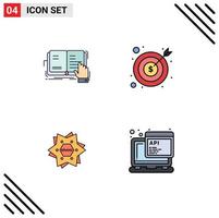 ensemble de 4 symboles d'icônes d'interface utilisateur modernes signes pour l'argent du livre littérature entreprise branding éléments de conception vectoriels modifiables vecteur