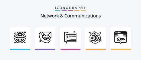 pack d'icônes de la ligne 5 de réseau et de communication, y compris le site Web. code. signal. aider. utilisateur. conception d'icônes créatives vecteur