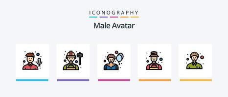 ligne d'avatar masculin remplie de 5 icônes comprenant un soldat. conducteur. communauté. homme. courrier. conception d'icônes créatives vecteur