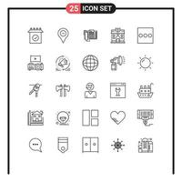 ligne d'interface mobile ensemble de 25 pictogrammes de menu construction téléphone vie contact éléments de conception vectoriels modifiables vecteur