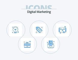 pack d'icônes bleu marketing numérique 5 conception d'icônes. notation. entreprise. étiqueter. marque vecteur