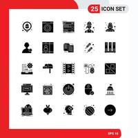 25 glyphes solides vectoriels thématiques et symboles modifiables d'éléments de conception vectoriels modifiables sonores de construction de test d'électricienne vecteur