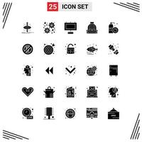 ensemble de 25 symboles d'icônes d'interface utilisateur modernes signes pour le nettoyage des éléments de conception vectoriels modifiables de sac d'école de publicité d'aérosol vecteur