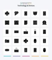 dispositifs créatifs pack d'icônes noir uni de 25 glyphes tels que des dispositifs. alerte. appareil. surveillance. toit vecteur