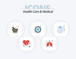 soins de santé et pack d'icônes plat médical 5 conception d'icônes. se soucier. soins de santé. médical. clinique. pharmacie vecteur