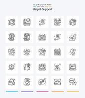 aide créative et support 25 pack d'icônes de contour tels que le service. aider. information. centre. soutien vecteur