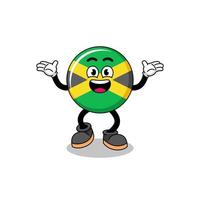 caricature du drapeau de la jamaïque recherchant avec un geste heureux vecteur