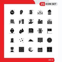ensemble de 25 symboles d'icônes d'interface utilisateur modernes signes pour grand amour trouver des éléments de conception vectoriels modifiables pour un dîner romantique vecteur