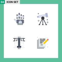 ensemble de 4 pack d'icônes plates commerciales pour le suivi des éléments de conception vectoriels modifiables de type recherche de technologie créative vecteur
