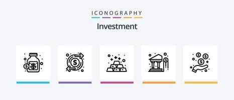 pack d'icônes de la ligne d'investissement 5, y compris l'investissement. entreprise. investissement. investissement. or. conception d'icônes créatives vecteur