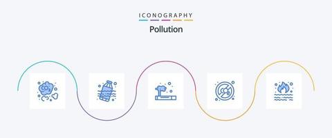 pack d'icônes bleu pollution 5, y compris la fumée. ordures. fumée. feu. désactiver vecteur