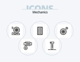 pack d'icônes de ligne mécanique 5 conception d'icônes. . . pneus. huile. moteur vecteur