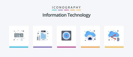 pack d'icônes plat 5 de technologie de l'information, y compris le partage. déposer. ordinateur. nuage. nuage. conception d'icônes créatives vecteur