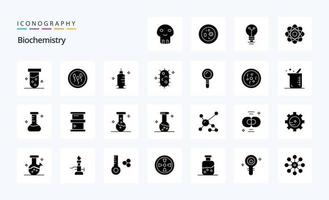 pack d'icônes de glyphe solide de 25 biochimies vecteur