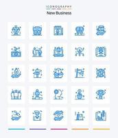 pack d'icônes bleues de 25 nouvelles entreprises créatives telles que la boutique. entreprise. ampoule. entreprise. lumière vecteur