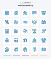 pack d'icônes bleues créatives joyeuses fêtes des mères 25 telles que femme. maman. meubles. aimer. maman vecteur