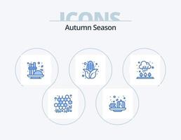 pack d'icônes bleu automne 5 conception d'icônes. pluie. automne. cannelle. nourriture. automne vecteur