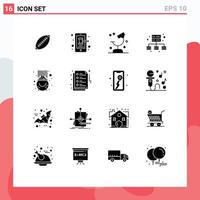 ensemble de 16 symboles d'icônes d'interface utilisateur modernes signes pour la science de la gestion laboratoire de recherche téléphonique éléments de conception vectoriels modifiables vecteur