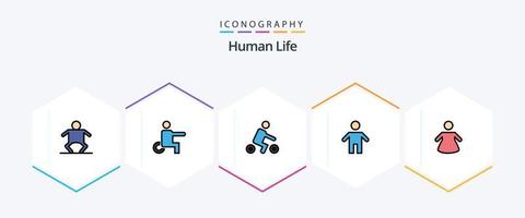 pack d'icônes human 25 filledline comprenant. personnes. équitation. personnes. famille vecteur