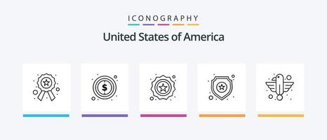 pack d'icônes usa line 5, y compris la fête. un barbecue. un soda. barbecue. espèces. conception d'icônes créatives vecteur