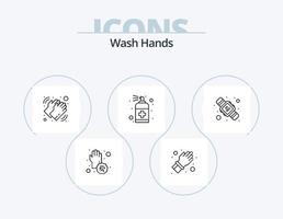 pack d'icônes de ligne de lavage des mains 5 conception d'icônes. secondes. touche. mains. serrer la main. Non vecteur