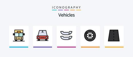 ligne de véhicules remplie de 5 packs d'icônes comprenant. parking. . conception d'icônes créatives vecteur