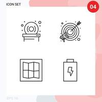 ligne d'interface mobile ensemble de 4 pictogrammes d'objectif de batterie de disque marketing éléments de conception vectoriels modifiables électriques vecteur