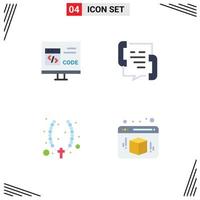 ensemble de 4 symboles d'icônes d'interface utilisateur modernes signes pour téléphone d'application développer des éléments de conception vectoriels modifiables chrétiens de communication vecteur