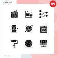 9 icônes créatives signes et symboles modernes des éléments de conception vectoriels modifiables du lecteur neptune de la science de la planète internet vecteur